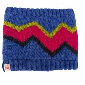 BUFF Blue Multicolor Knit Neck Warmer Polar Fleece Lined Kids one size